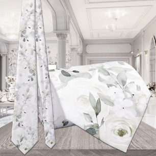 White Desdemona Roos Eucalyptus Wedding Bord White Stropdas