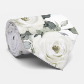 White Desdemona Roos Sage Green Eucalyptus Wedding Stropdas (Opgerold)