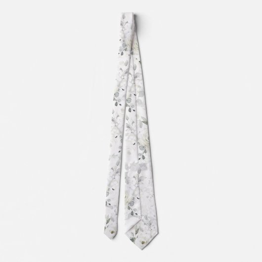 White Desdemona Roos Silver Eucalyptus Wedding Stropdas (Achterkant)