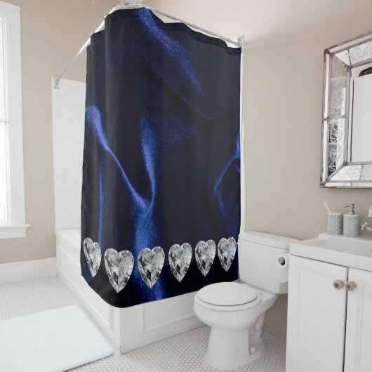 White Diamond Blue Shower Curtain Douchegordijn (In situ)