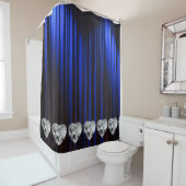 White Diamond Blue Shower Curtain Douchegordijn (In situ)