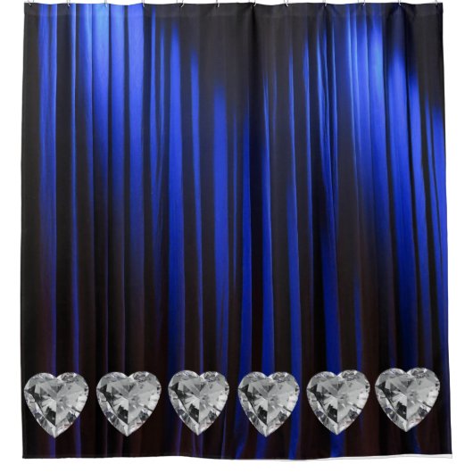 White Diamond Blue Shower Curtain Douchegordijn (Voorkant)
