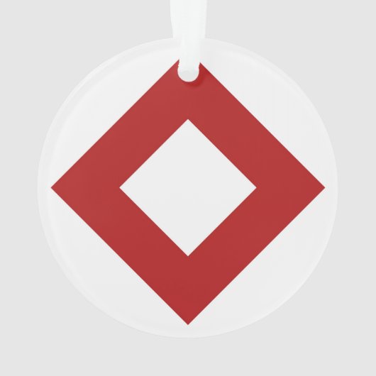 White Diamond, Bold Red Border Ornament (achterkant)