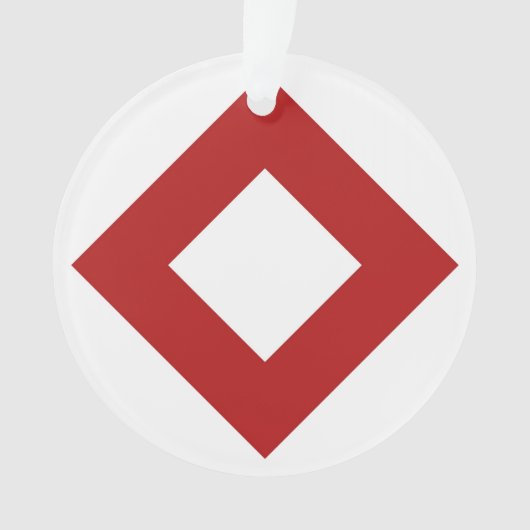 White Diamond, Bold Red Border Ornament (voorkant)