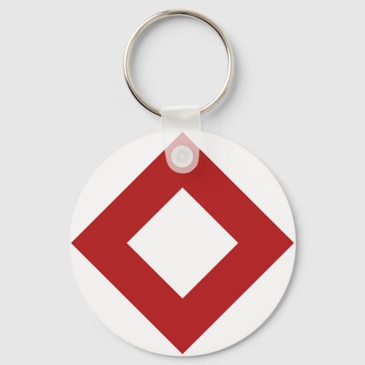 White Diamond, Bold Red Border Sleutelhanger (Voorkant)