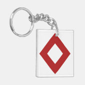 White Diamond, Bold Red Border Sleutelhanger (Voorkant Links)