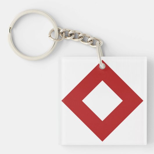 White Diamond, Bold Red Border Sleutelhanger (Voorkant)
