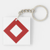 White Diamond, Bold Red Border Sleutelhanger (Achterkant)