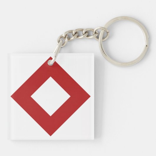 White Diamond, Bold Red Border Sleutelhanger (Achterkant)