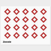 White Diamond, Bold Red Border Vierkante Sticker (Vel)