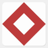 White Diamond, Bold Red Border Vierkante Sticker (Voorkant)