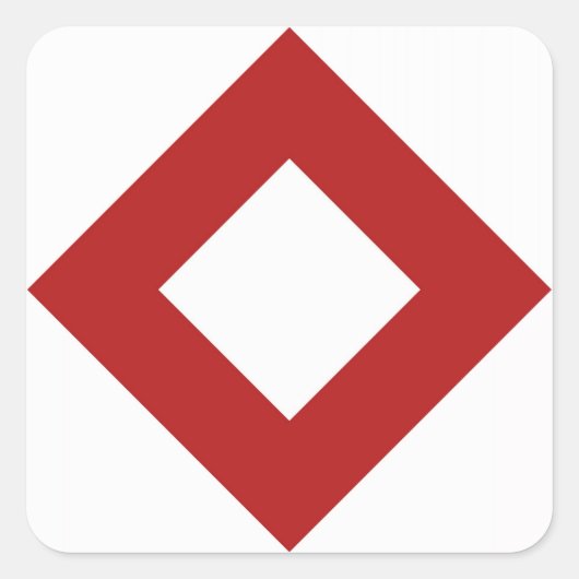 White Diamond, Bold Red Border Vierkante Sticker (Voorkant)