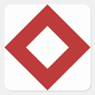 White Diamond, Bold Red Border Vierkante Sticker