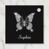 White Diamond Butterfly, DIY Script Name, Black Bedankjes Labels (Achterkant)