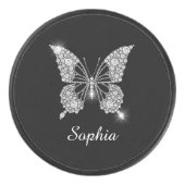 White Diamond Butterfly, DIY Script Name, Black Hockey Puck (Voorkant)