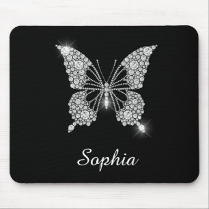 White Diamond Butterfly, DIY Script Name, Black Muismat