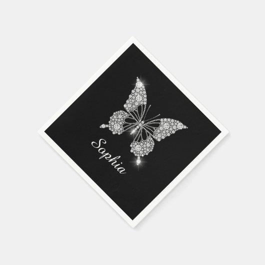 White Diamond Butterfly, DIY Script Name, Black Servet (Hoek)