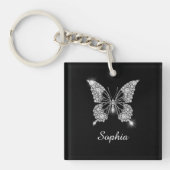 White Diamond Butterfly, DIY Script Name, Black Sleutelhanger (voorkant)