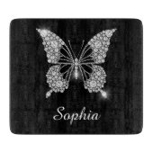 White Diamond Butterfly, DIY Script Name, Black Snijplank (Voorkant)