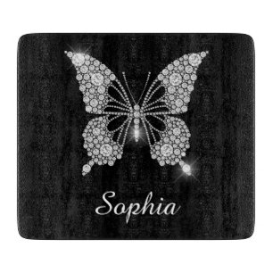 White Diamond Butterfly, DIY Script Name, Black Snijplank