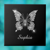 White Diamond Butterfly, DIY Script Name, Black Tegeltje