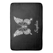 White Diamond Butterfly, Script Name, Black Badmat (Voorkant Verticaal)