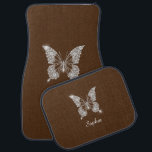 White Diamond Butterfly, Script Name, Brown Automat<br><div class="desc">A classiy white diamond butterfly design to personalize with white script name on brown background.</div>