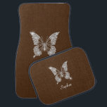 White Diamond Butterfly, Script Name, Brown Automat<br><div class="desc">A classiy white diamond butterfly design to personalize with white script name on brown background.</div>