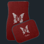 White Diamond Butterfly, Script Name, Dark Red Automat<br><div class="desc">A classiy white diamond butterfly design to personalize with white script name on dark red background.</div>