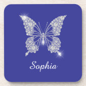 White Diamond Butterfly, Script Name, Deep Blue Bier Onderzetter (Voorkant)