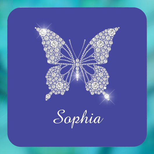 White Diamond Butterfly, Script Name, Deep Blue Bier Onderzetter