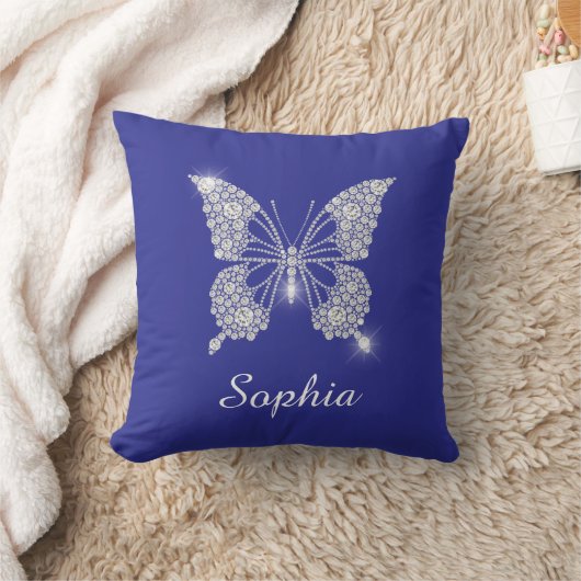 White Diamond Butterfly, Script Name, Deep Blue Kussen (Deken)