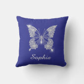 White Diamond Butterfly, Script Name, Deep Blue Kussen (Achterkant)