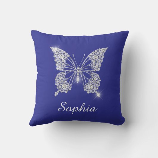 White Diamond Butterfly, Script Name, Deep Blue Kussen (Achterkant)