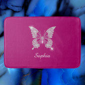 White Diamond Butterfly, Script Name, Deep Fuchsia Badmat