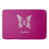 White Diamond Butterfly, Script Name, Deep Fuchsia Badmat (Voorkant)