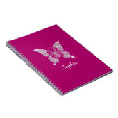White Diamond Butterfly, Script Name, Deep Fuchsia Notitieboek (Rechterzijde)