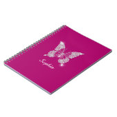 White Diamond Butterfly, Script Name, Deep Fuchsia Notitieboek (Linkerzijde)