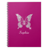 White Diamond Butterfly, Script Name, Deep Fuchsia Notitieboek (Voorkant)