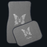 White Diamond Butterfly, Script Name, Grey Automat<br><div class="desc">A classiy white diamond butterfly design to personalize with white script name on grey background.</div>