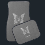 White Diamond Butterfly, Script Name, Grey Automat<br><div class="desc">A classiy white diamond butterfly design to personalize with white script name on grey background.</div>