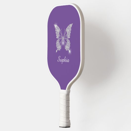 White Diamond Butterfly, Script Name, Paars Pickleball Paddle (Links)