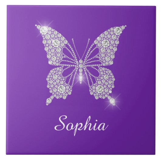White Diamond Butterfly, Script Name, Paars Tegeltje (Voorkant)