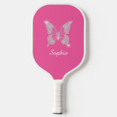 White Diamond Butterfly, Script Name, Pink Pickleball Paddle (Achterkant)