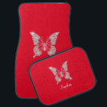 White Diamond Butterfly, Script Name, Red Automat<br><div class="desc">A classiy white diamond butterfly design to personalize with white script name on red background.</div>