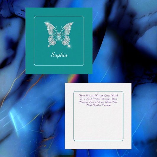 White Diamond Butterfly, scriptnaam, diep Blauwgro Informatiekaartje