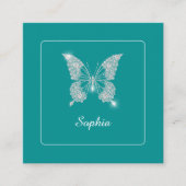 White Diamond Butterfly, scriptnaam, diep Blauwgro Informatiekaartje (Voorkant)
