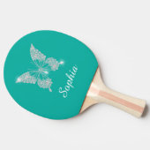White Diamond Butterfly Sparkle Script Name, Blauw Tafeltennisbatje (Zijkant)