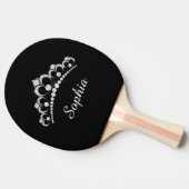 White Diamond Crown, DIY Script Name, Black Tafeltennisbatje (Zijkant)
