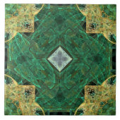 White Diamond Gold Green Pattern Ceramic Tile Tegeltje (Voorkant)